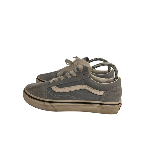 Vans Old Skool kids size 4 Gray White Low-Top Suede Canvas Skate Shoes Sneakers - Picture 3 of 8